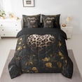 thumbnail image 2 of Homewish Teens Leopard Cheetah Print 7-Piece Twin Bedding Sets,Love Heart Print Bedding Comforter Set,Chic Flower Rose Breathable Sheet Sets,Luxury Bedroom Decor,Reversible, 2 of 8
