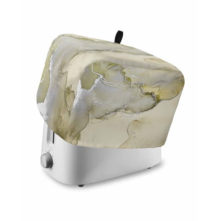 Fsddascl Marble Yellow Small Toaster Cover 2 Slice Kitchen Appliance Covers Modern Abstract Ink Painting Luxury Toaster Oven Cover with Loop Bread Machine Cover Polyester Dust Cover Protection