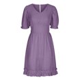 thumbnail image 4 of Giftesty Womens Plus Size Dresses Women V-Neck Summer Solid Casual Short Sleeve Mini Dress, 4 of 6