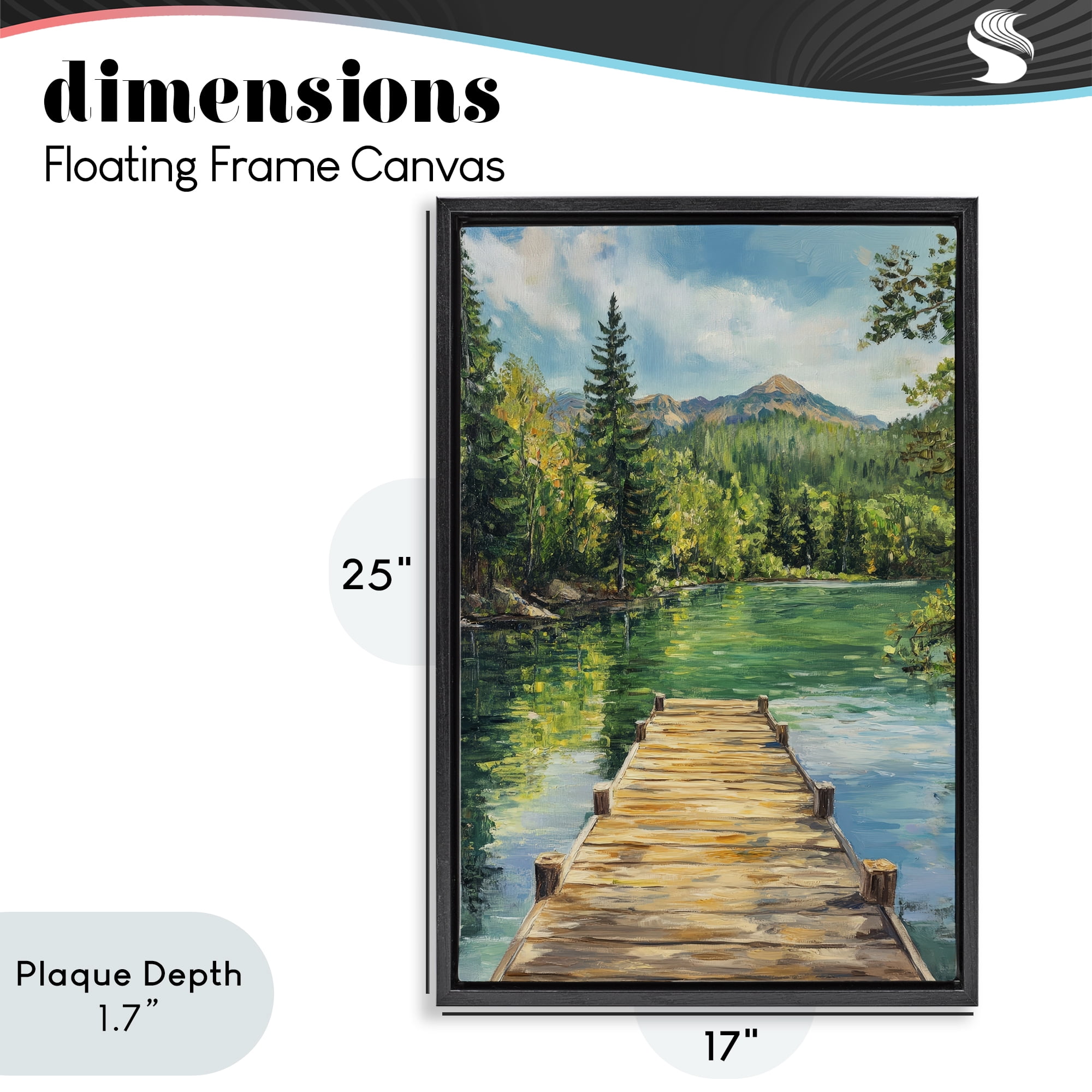 Stupell Industries Sunlit River Dock Black Framed Floater Canvas Wall Art, design by Petal Prints Design