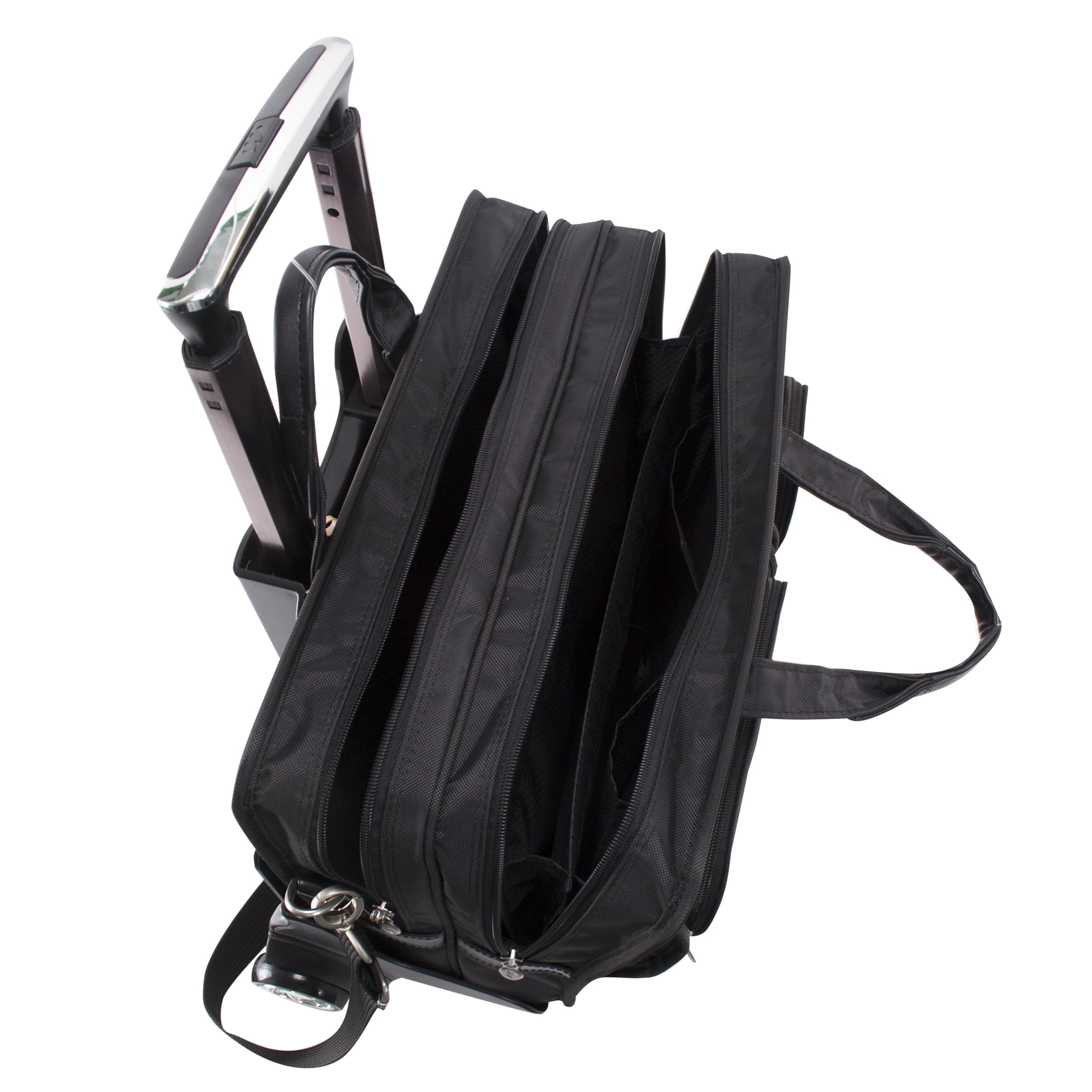 P Series | CLINTON | 17" Nylon Patented Detachable -Wheeled Laptop Briefcase - Black