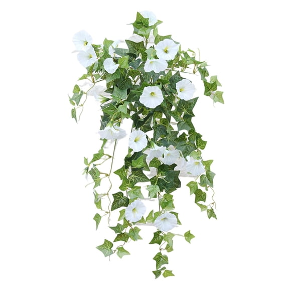 pdqouc 26in Artificial Flower Morning Glories Fade Outdoor Flowers Petunias Realistic Porch Artificial Flowers (White 1 Bouquet Of 24 Flowers)