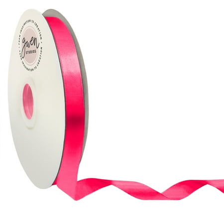 UPC: 0810056349950 | Hot Pink Single Face Satin Ribbon  5/8  x 100 Yards by Gwen Studios