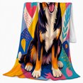 thumbnail image 2 of Colorful Australian Shepherd Dog Pop Art, Playful Pet Portrait Pattern, Warm Flannel Blanket for Living Room and Bedroom, Dog Lovers Just Because Gift, Pet Lover Home Decor, 2 of 9