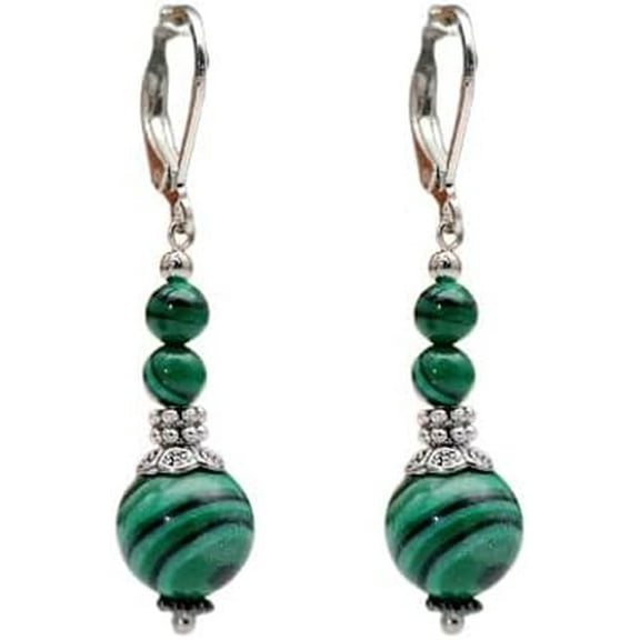 Lapis Lazuli Earrings Navy Blue Crystal Drop Earrings for Women Natural Stone Round Bead Dangle Earrings Fashion Jewelry Gift