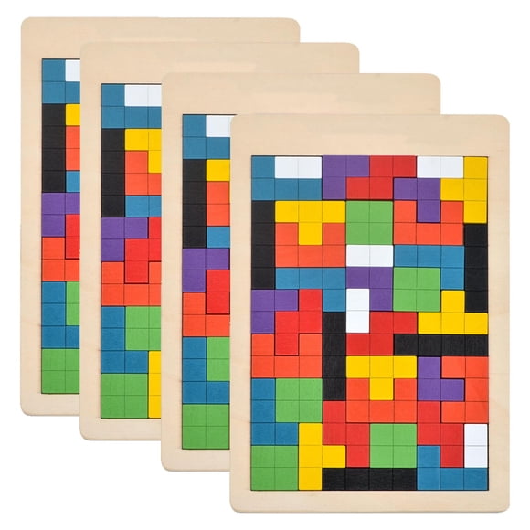 Rompecabezas para Niños PuzzBlocks 4Pzas 18.5x27cm Madera Multicolor 3D
