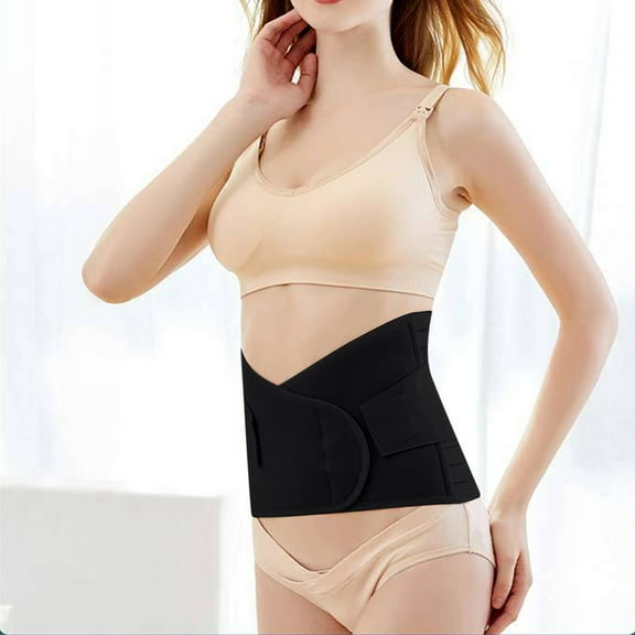 BLTIBY Postpartum Belly Support Recovery Belt Waist Trainer Postpartum Belly Band Body Shaper Waist Shapewear Unisex Belly Band Waist for Women Black L