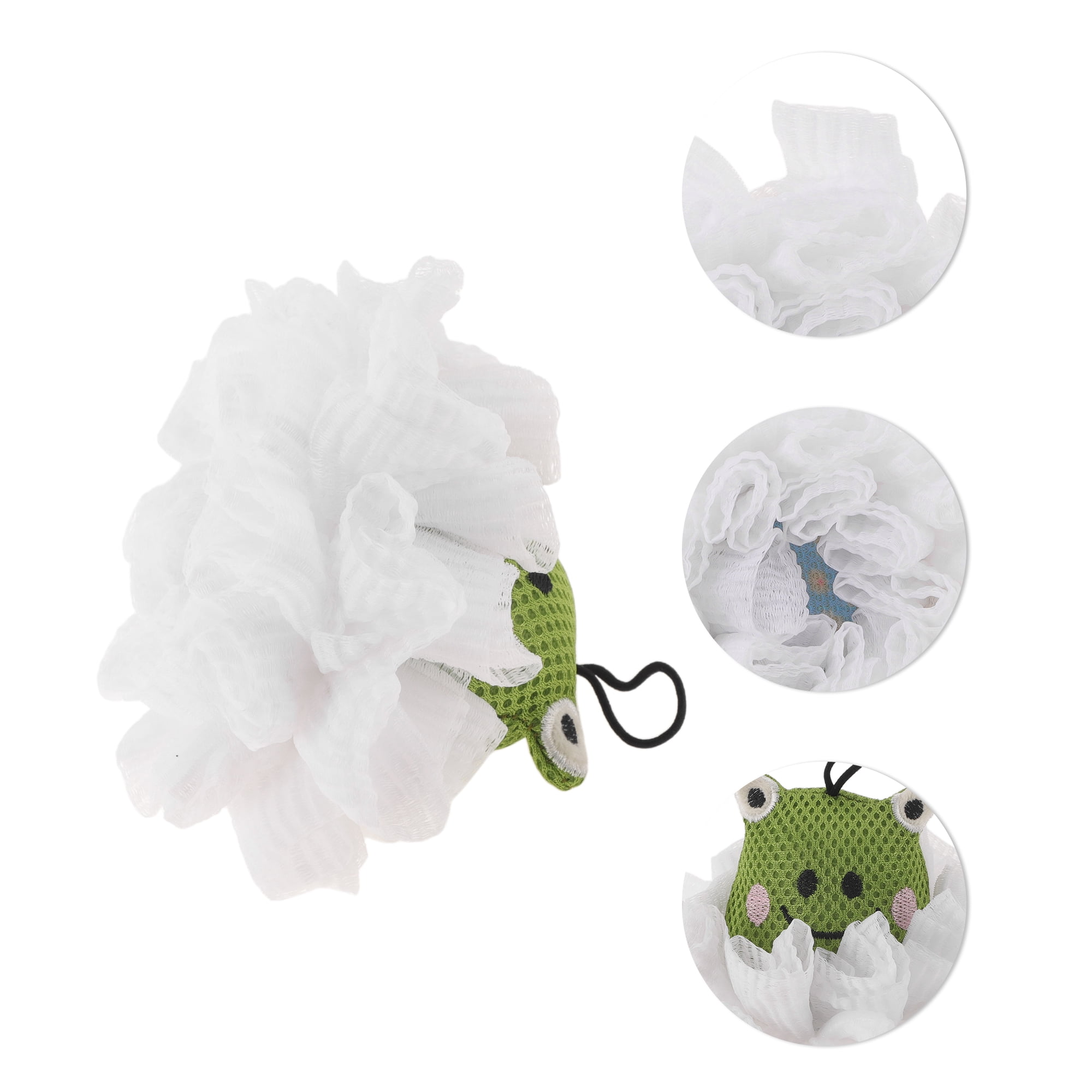 Unique Bargains Cartoon Bath Sponge Body Scrubber for Bathroom Green White 1 Pc
