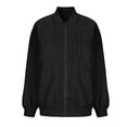 thumbnail image 5 of ClodeEU Womens Long Sleeve Baseball Jacket,Warm Windproof Zipped Jacket, Stand Collar Loose Coat Tops Black,Womens Plus L, 5 of 8