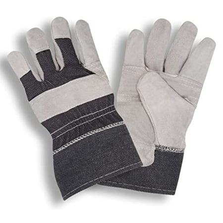 

12-Pack of Cordova 7220 Economy Shoulder Leather Palm Work Gloves Patch Palm Denim Back Denim Safety Cuff Large