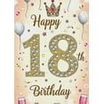 thumbnail image 3 of Sparkling 18th Birthday Backdrop Banner with Crown Balloons Stars and Glasses Decor for Birthday Party Photography Props Photo Background Decorations, 3 of 6