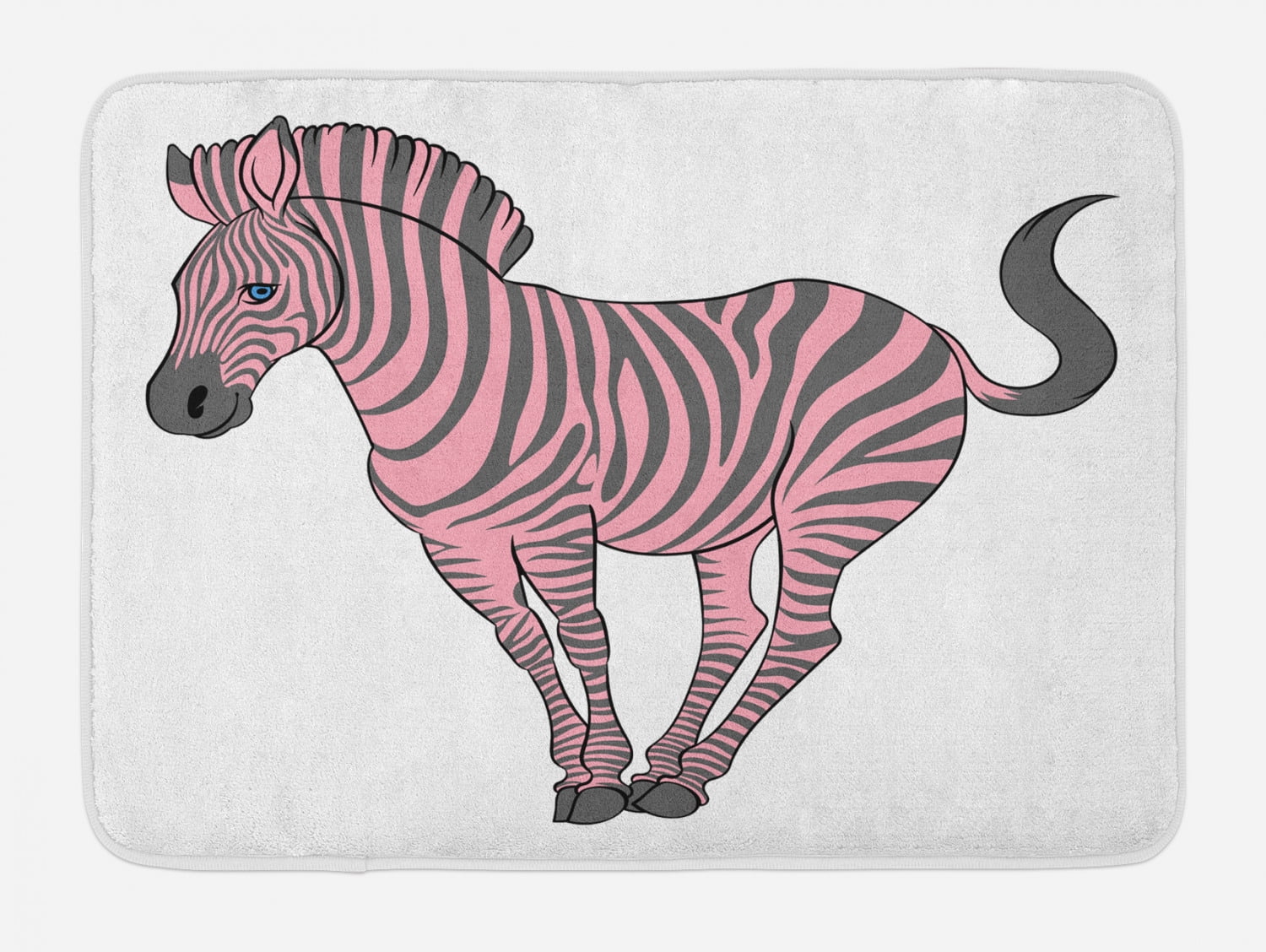 Pink Zebra Bath Mat, Naturalistic Baby Zebra in Funny Pose ...
