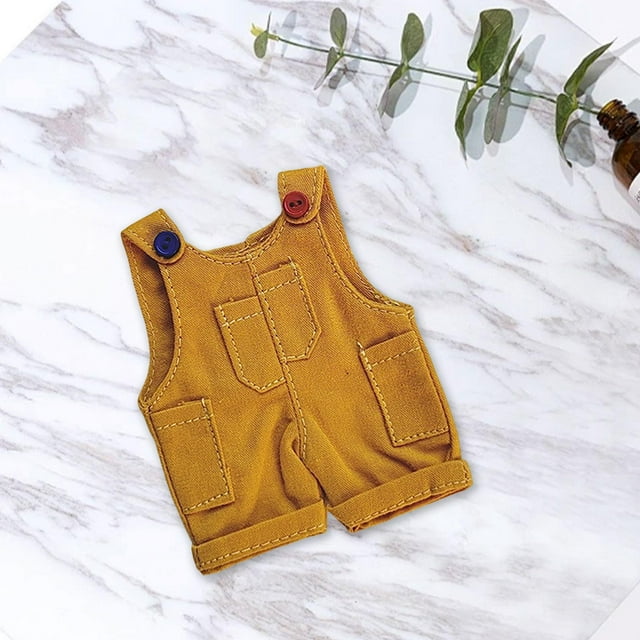 Mono de muñeca de oso, ropa de muñeca, accesorios de muñeca de peluche, desmontable, elegante para niños, atuendos de muñeca, vístete para muñeca de Amarillo