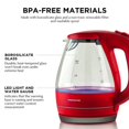 thumbnail image 3 of OVENTE Glass Electric Kettle Hot Water Boiler 1.5 Liter Borosilicate Glass Fast Boiling Countertop Heater - BPA Free Auto Shut Off Instant Water Heater Kettle for Coffee & Tea Maker - Maroon KG83M, 3 of 8