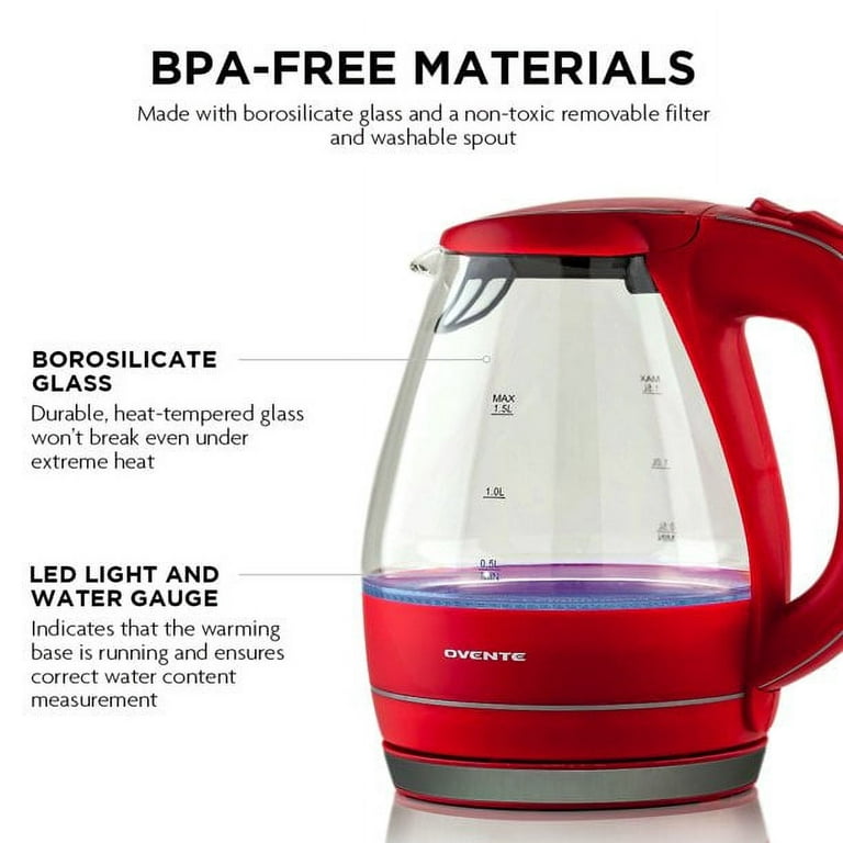 Glass Electric Kettle Water Boiler, 1 Liter Fast Boil Auto Shut-Off Hot  Water Kettle with