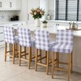 thumbnail image 3 of Purple White Buffalo Check Bar Stool Cover Set of 2, Farmhouse Plaid Modern Geometric Stretch Bar Chair Cover, Removable Washable Pub Counter Stool Chair Slipcover for Kitchen Dining Room Pub Cafe, 3 of 9