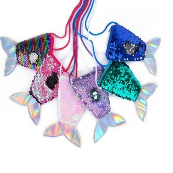 OUNONA Women Mermaid Tail Sequins Coin Purse Girls Crossbody Bags Sling Money Change Holder Purse Bag Pouch For Gifts (Multicolor)