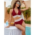 thumbnail image 5 of Women High Waisted Bikini Sets Tummy Control Swimsuits Color Block Two Piece Drawstring Bathing Suit Size M, 5 of 10
