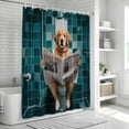 thumbnail image 6 of Funny Dogs Bathroom Shower Curtains with 12 Hooks Polyester Waterproof Shower Curtain for Stalls and Bathtubs Animal Sitting on Toilet Reading Newspaper Decorative Bathroom Privacy Curtain 48x72 Inch, 6 of 9