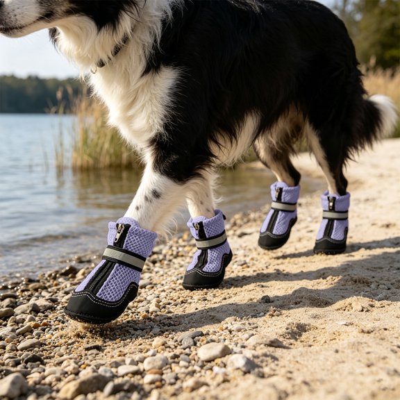 4PCS Breathable Dog Shoes Waterproof Non Slide Night Suitable for Small Medium and Large Dogs Boots for Daily Walking