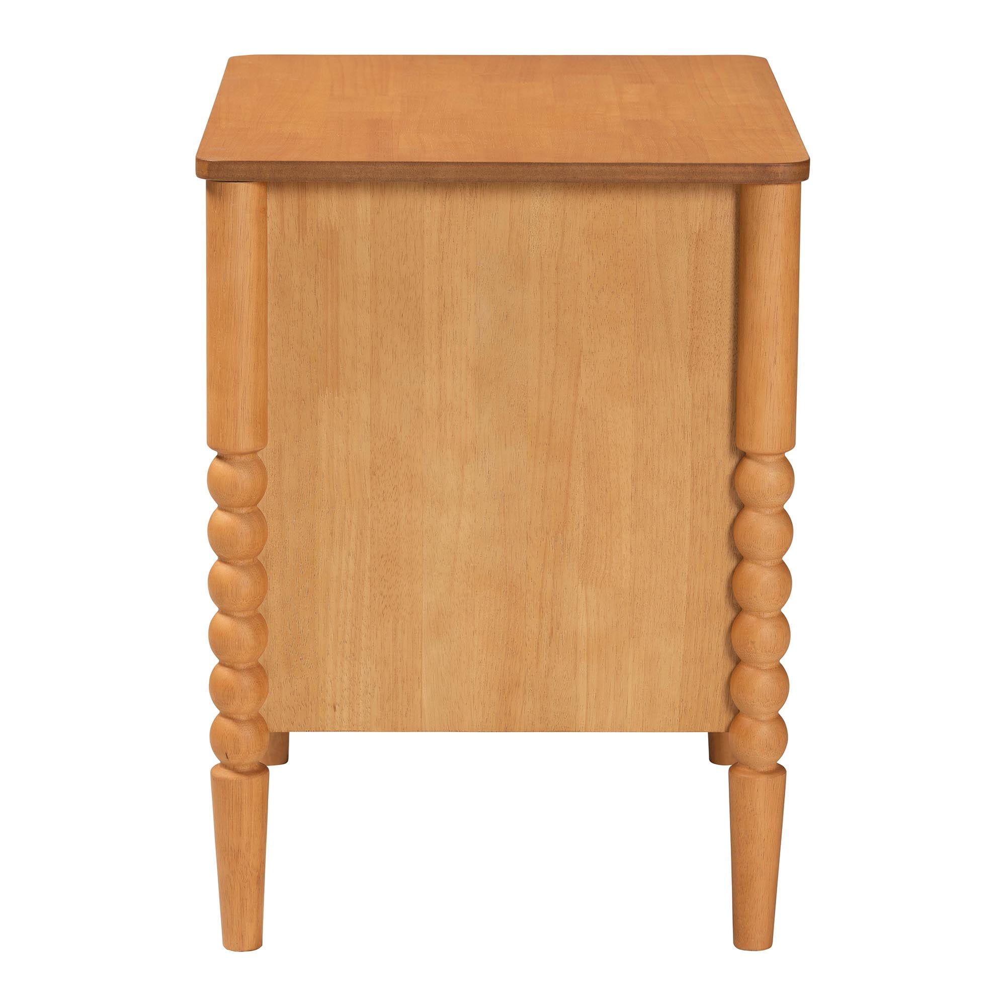 Baxton Studio Lucera Mid-Century Nightstand, 2-Drawer, Oak Brown