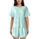 thumbnail image 1 of Fotbe Blue Bright Conjunto de Pijama Estampado para Mujer, 2 Piezas, Ropa de Dormir con Camiseta de Manga Corta y Shorts Suaves-Small, 1 of 6