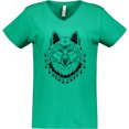 thumbnail image 3 of Inktastic Tribal Wolf Head Women's V-Neck T-Shirt, 3 of 5