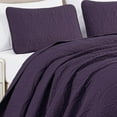 thumbnail image 3 of Chezmoi Collection Austin King Oversized Bedspread Set, 3-Piece Lightweight Microfiber Quilted Coverlet for All Seasons, Purple, 3 of 9