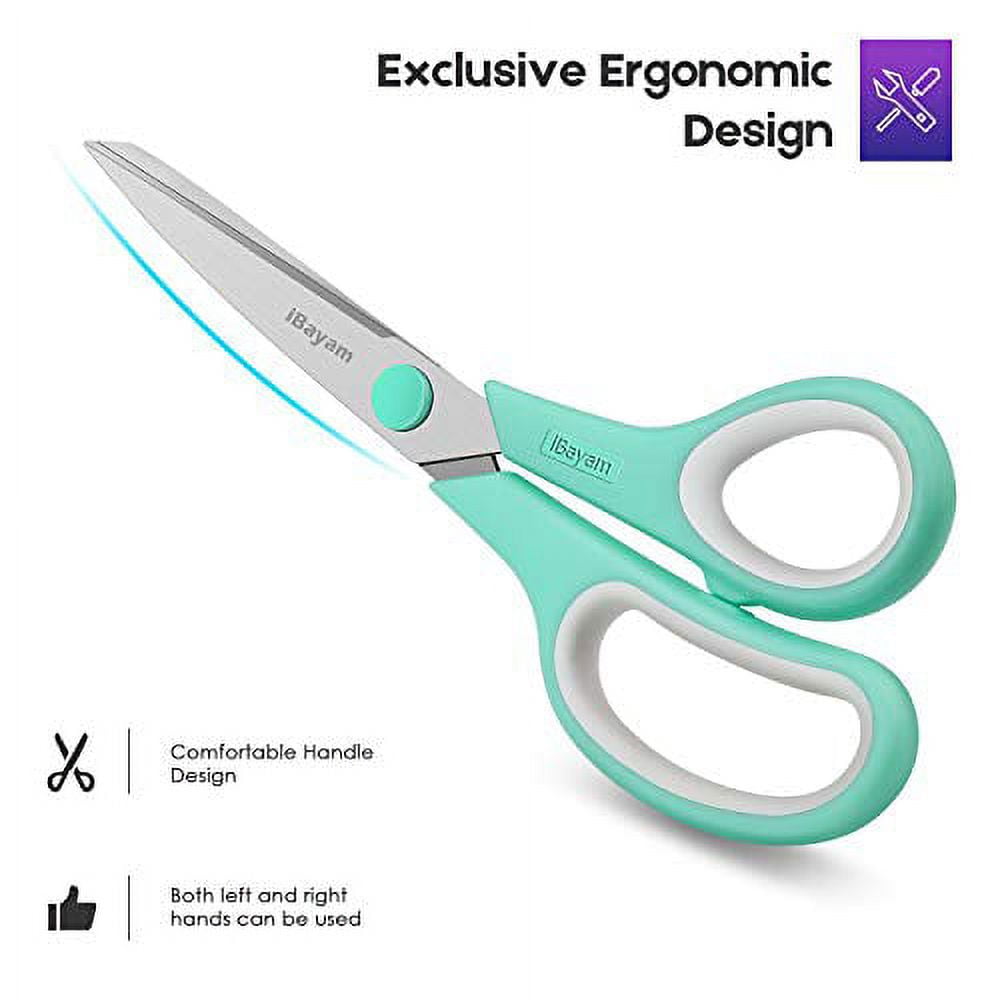 1 Scissors, BURVAGY 8 Multipurpose Scissor Bulk 48 Pack, Comfort Grip  Handles Ultra Sharp Blade Shears Stainless Steel Scissors f