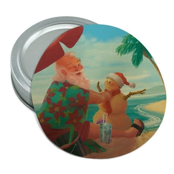 Christmas Holiday Santa Claus Beach Vacation Round Rubber Non-Slip Jar Gripper Lid Opener