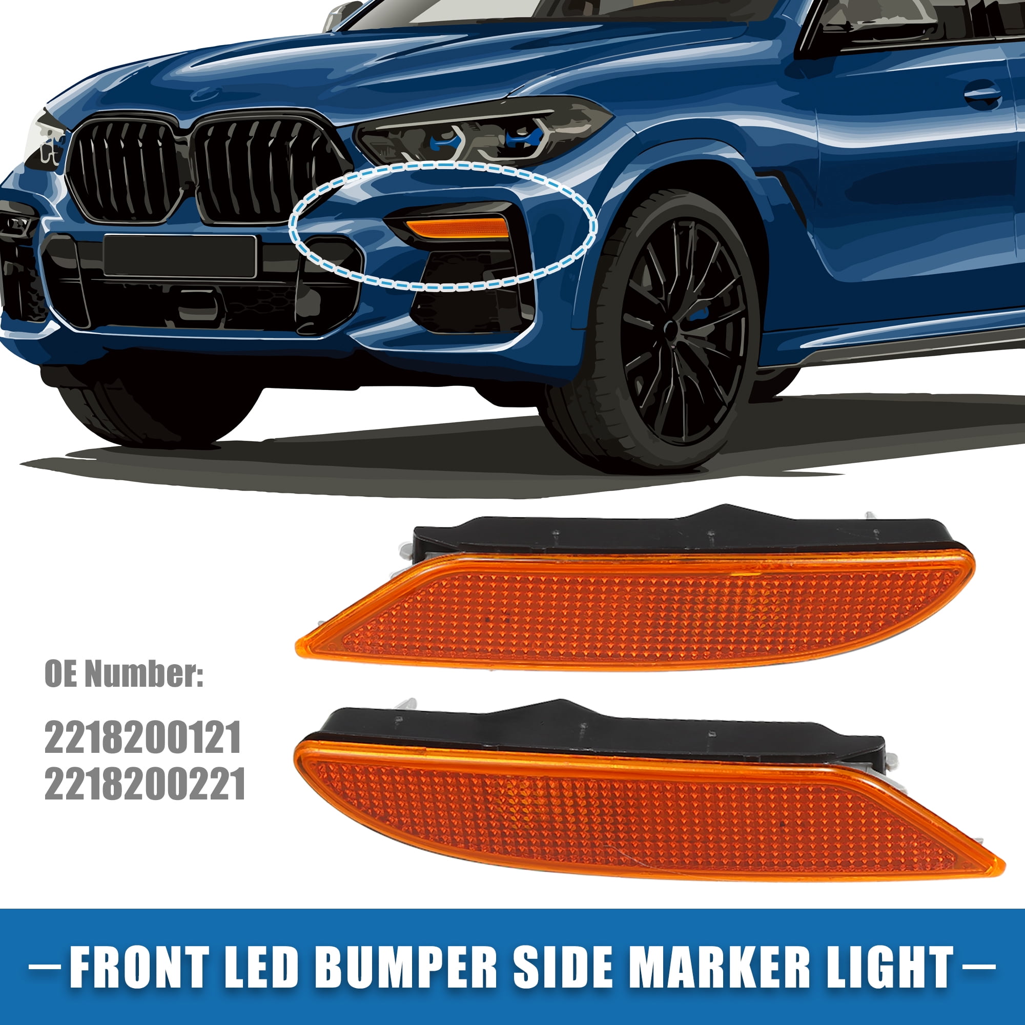 Pair Of Front Side Marker / Turn Signal Lights For Mercedes-Benz W221 S-Class (2007-2009) S550, S600