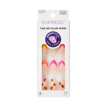 KISS imPRESS Design  Press on Nails, Utopian, Multicolor, Medium Almond, 30 Count