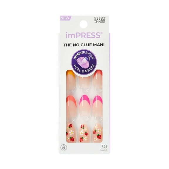 KISS imPRESS Design  Press on Nails, Utopian, Multicolor, Medium Almond, 30 Count