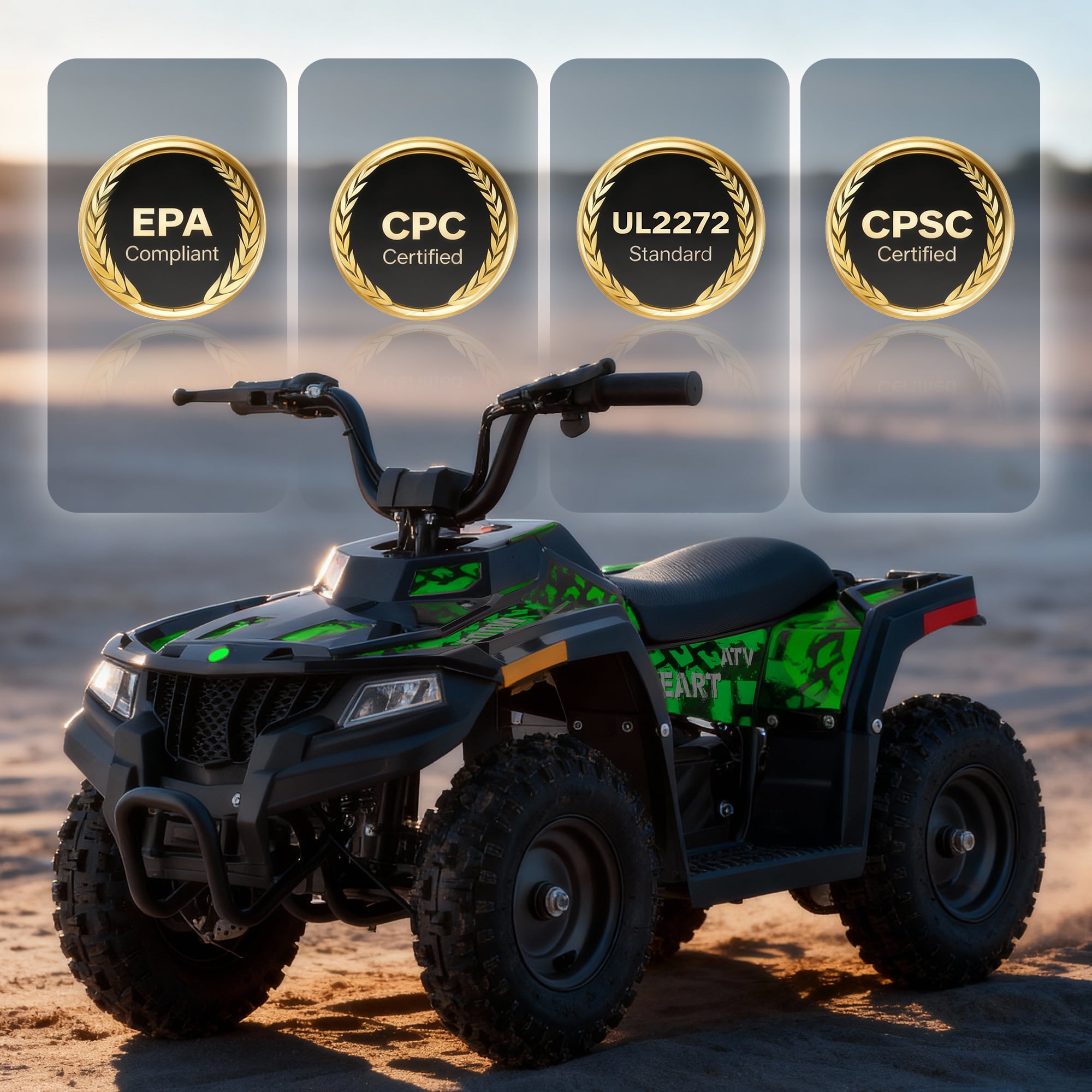 HOVER HEART Electric Dirt Quad, 36V 500W 4-Wheeler, Dual Suspensions, Age 13+