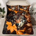 thumbnail image 2 of Manfei Safari Grey Wolf 4-Piece Full Size Sheets for Teens Female Men,Autumn Tree Leaves Bed Sheets,Jungle Animal Lightweight Sheet Sets,Super Cozy Room Decor, 2 of 7