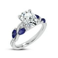 thumbnail image 2 of Spot Jewel 14K White Gold Plated Diamond Engagement Ring for Women - 1.7 Ct Lab Created Round Cut Stone with Sapphire Accent - Hayden Curved Vine Design Jewelry for Brides, 2 of 3