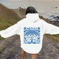thumbnail image 7 of PUYAHG Womens Leisure Hoodies Top Floral Print Long Sleeve Hooded with Pockets Loose Fit Blouses for Ladies White,M, 7 of 7
