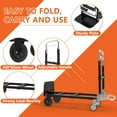 thumbnail image 5 of 3-in-1 Heavy Duty Folding Dolly, Convertible Hand Truck Portable Steel with Telescopic Handle & Dolly Cart with Rubber Wheels, 580LB Capacity,Black, 5 of 8