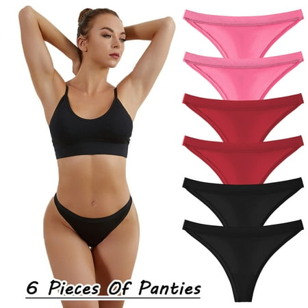 Alitao Underwear Women Pack Seamless Underwear Plus Size Underwear Underpants Patchwork Color Underwear Panties Bikini Solid Womens Briefs Knickers Cotton Underwear Womens Underwear Black 2 XS