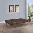 thumbnail image 3 of Pemberly Row Faux Leather Tufted Convertible Sofa Bed Dark Coffee Brown, 3 of 12