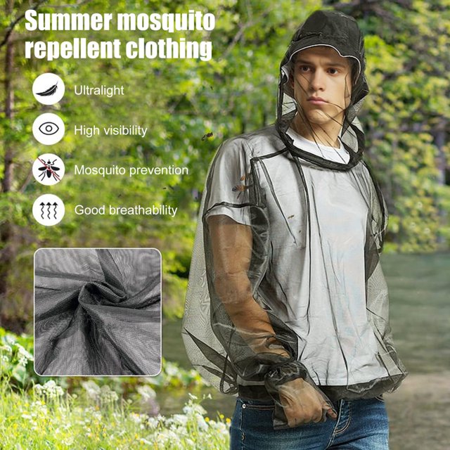 LOVEVER Veste Anti-Moustiques - Veste en Filet Anti-Insectes avec Capuchon pour Protection Extérieure contre les Insectes, les Mouches, les Moustaches et les Moucherons - Vêtement Anti-Moustiques pour Hommes et Femmes