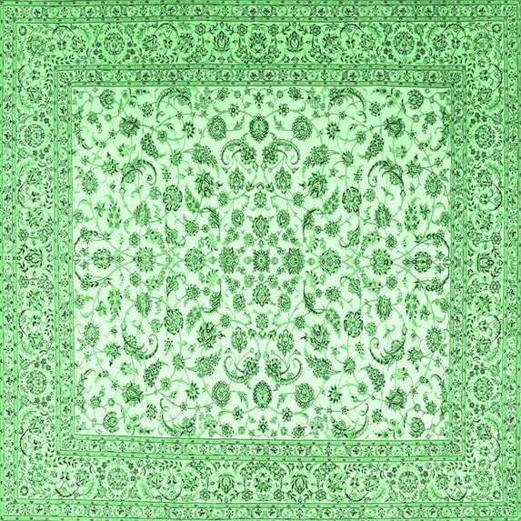 Ahgly Company Indoor Square Persian Emerald Green Traditional Area Rugs, 3' Square