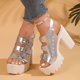 thumbnail image 5 of MKLEKYY Sandalias Flexi de Verano para Mujer, Sandalias de Tacón Alto Con Plataforma y Punta, Zapatos Casuales de Playa Con Hebilla para Fiestas Al Aire Libre y Escuela, Cómodos, 5 of 5