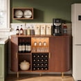 thumbnail image 6 of 55" Wine Bar Cabinet with Storage, Fluted Liquor & Coffee Bar Cabinet with Wine Rack and Glass Holder, Buffet Sideboard with LED Lights for Home Kitchen Living Dining Room (Walnut), 6 of 7