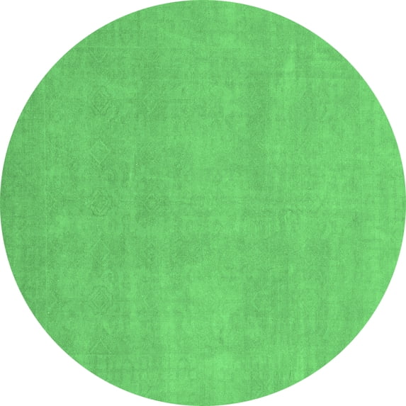 Ahgly Company Indoor Round Oriental Emerald Green Modern Area Rugs, 7' Round