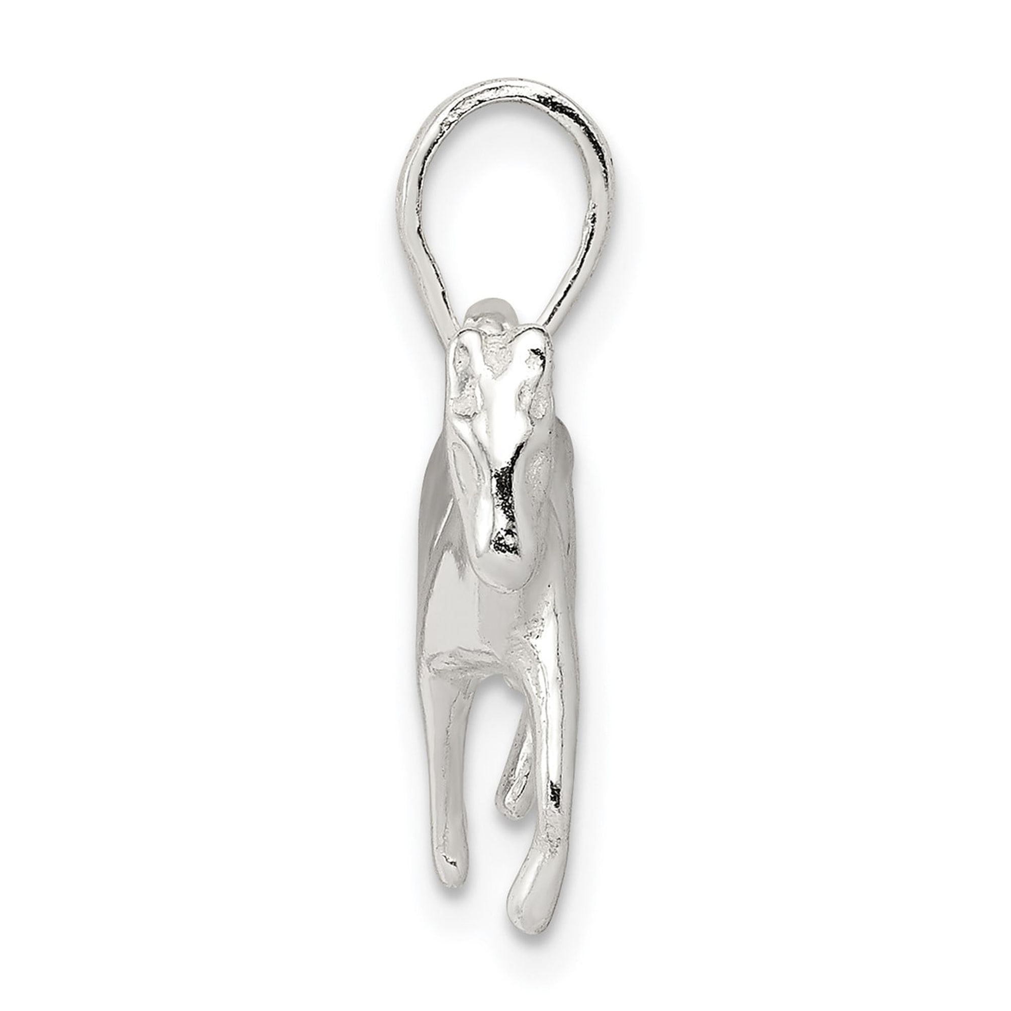 Sterling Silver Walking Horse Pendant Charm, Polished 3D Equestrian Jewelry