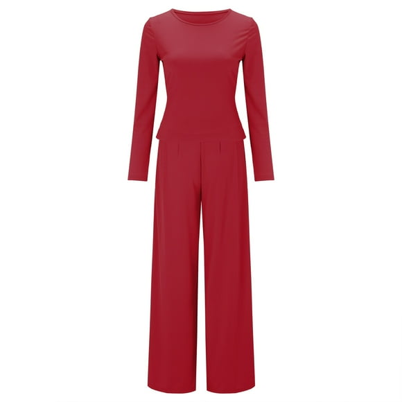Cathalem Women's Pant Suit Set for Work Casual High Waisted Pants Suit Set,Red S