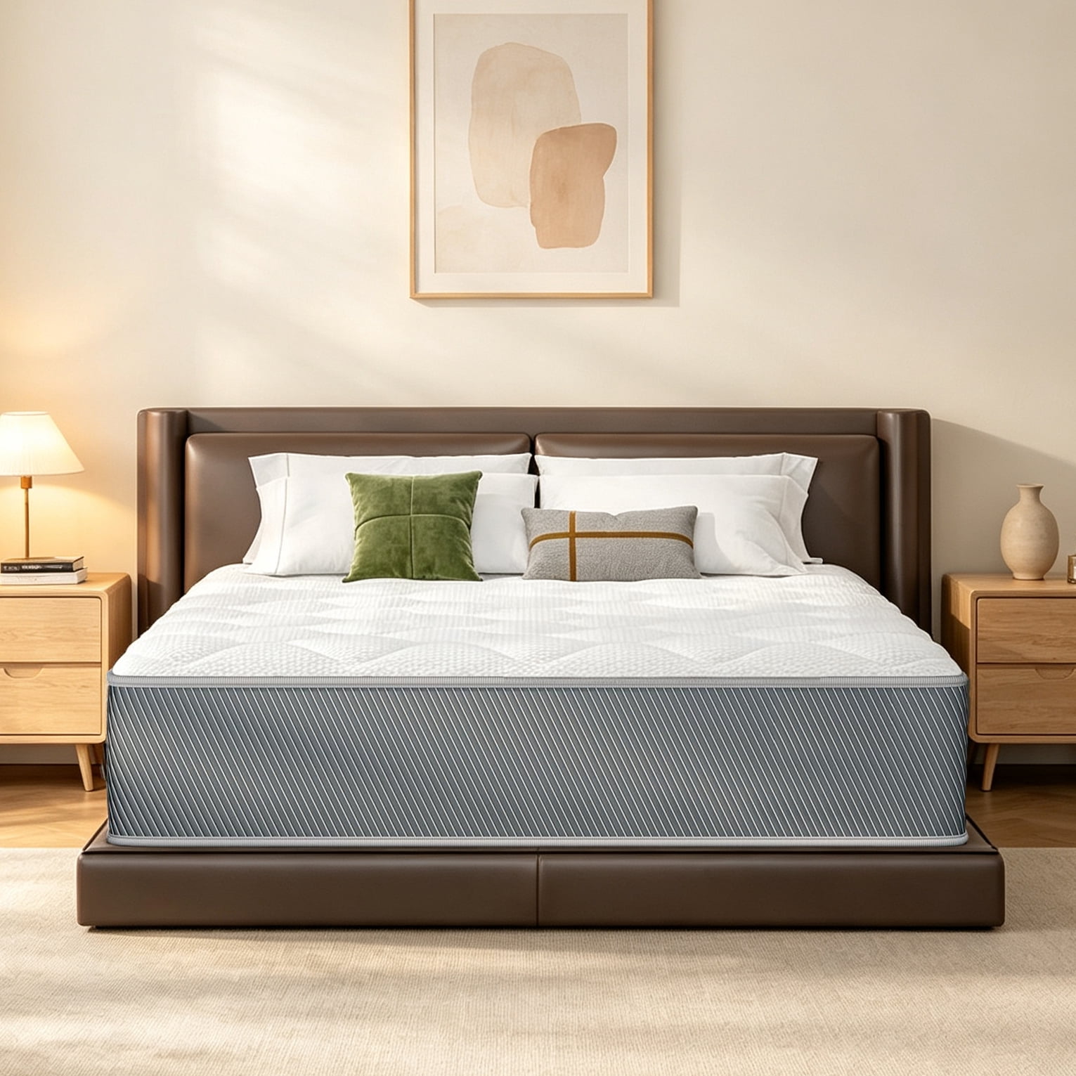 Full Size 10 Inch Hybrid Mattress, Individual Pocket Coil with Memory Foam, Mattress in a Box,Grey