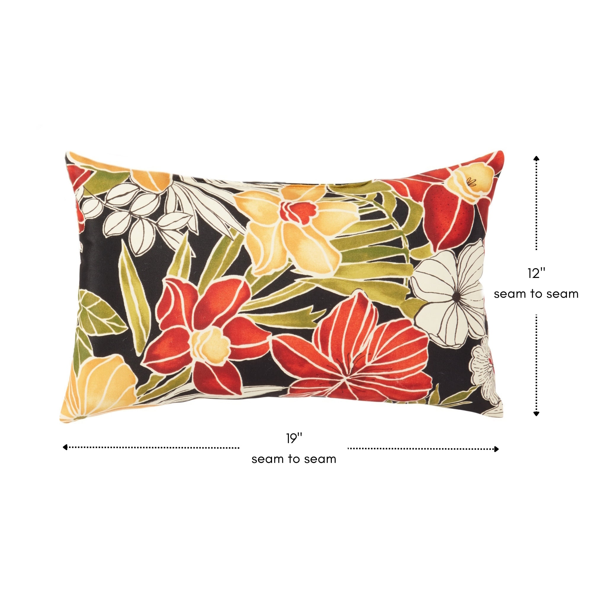 Greendale Home Fashions 19'' x 12'' Reversible Outdoor Throw Pillow, Set of 2, Aloha Black