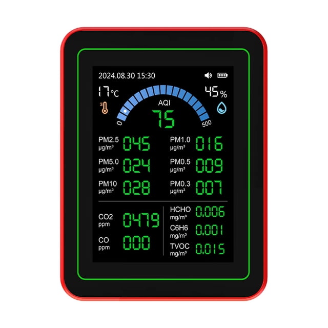 18 en 1 Medidor de del Aire, Pantalla de del Aire 2.8 Pulgadas Hd Con Almacenamiento de Datos para El Hogar
